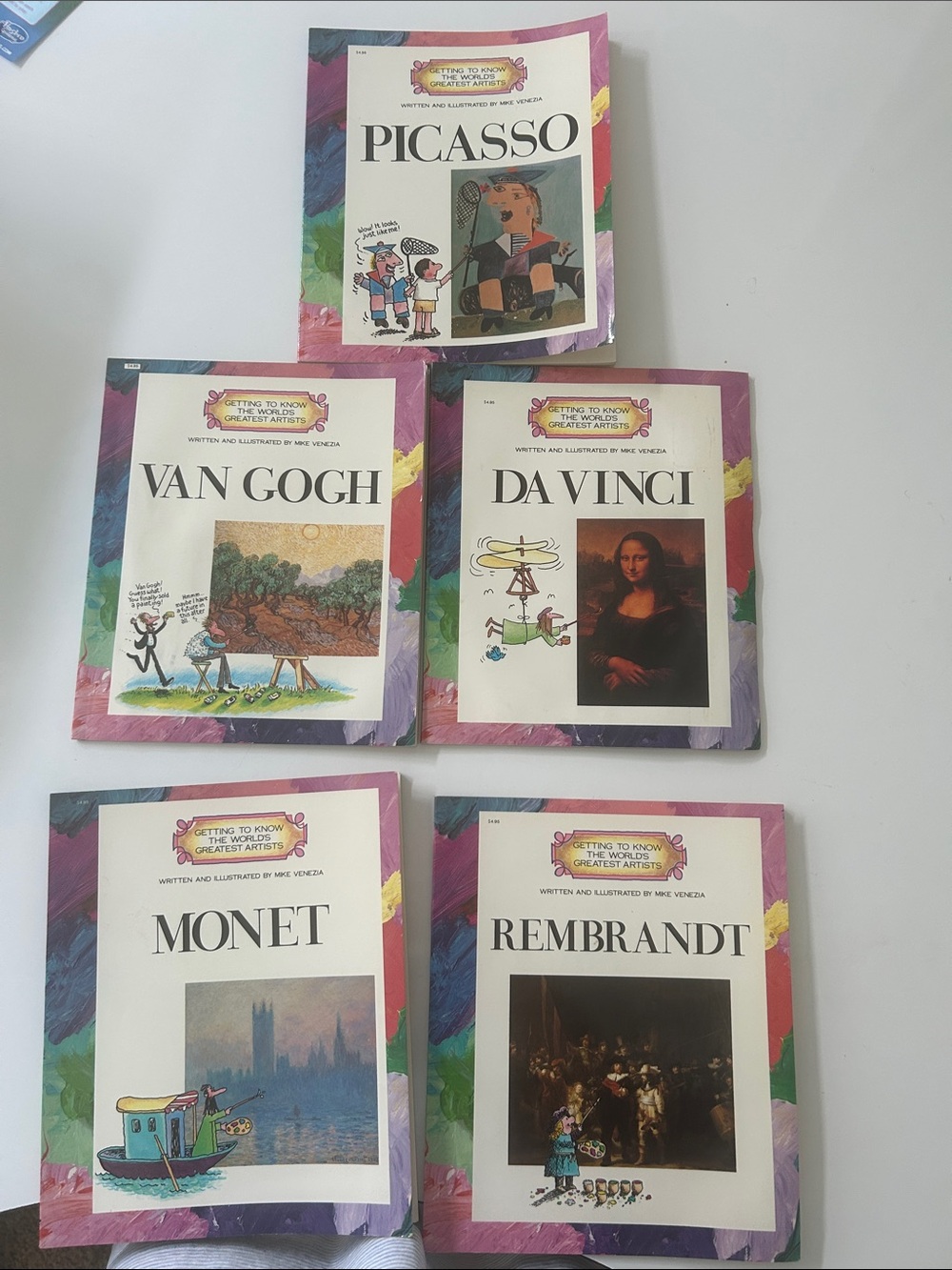 Set of 5 Art Biography Books — Picasso, Van Gogh, Da Vinci, Monet, Rembrandt
